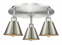 Innovations Lighting 516-3C-SN-M8-SN - Ballston - 3 Light - 18 inch - Satin Nickel - Flush Mount