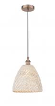 Innovations Lighting 616-1P-AC-NBD-12-NAT - Bristol Natural - 1 Light - 6 inch - Antique Copper - Cord hung - Mini Pendant