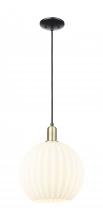 Innovations Lighting 716-1P-BAB-G1217-12WV - White Venetian - 1 Light - 12 inch - Black Antique Brass - Cord hung - Mini Pendant