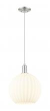 Innovations Lighting 716-1P-SN-G1217-12WV - White Venetian - 1 Light - 12 inch - Brushed Satin Nickel - Cord hung - Mini Pendant