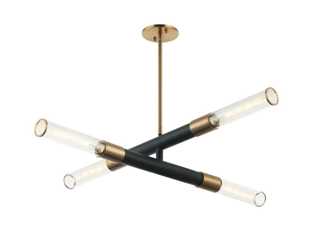 Tubo Matte Black + Aged Gold Brass Pendant