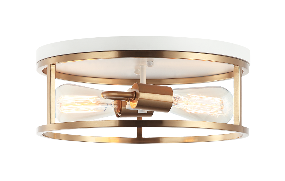 Clarke White + Aged Gold Brass Flush Mounts