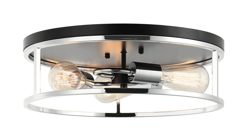 Clarke Black + Chrome Flush Mounts