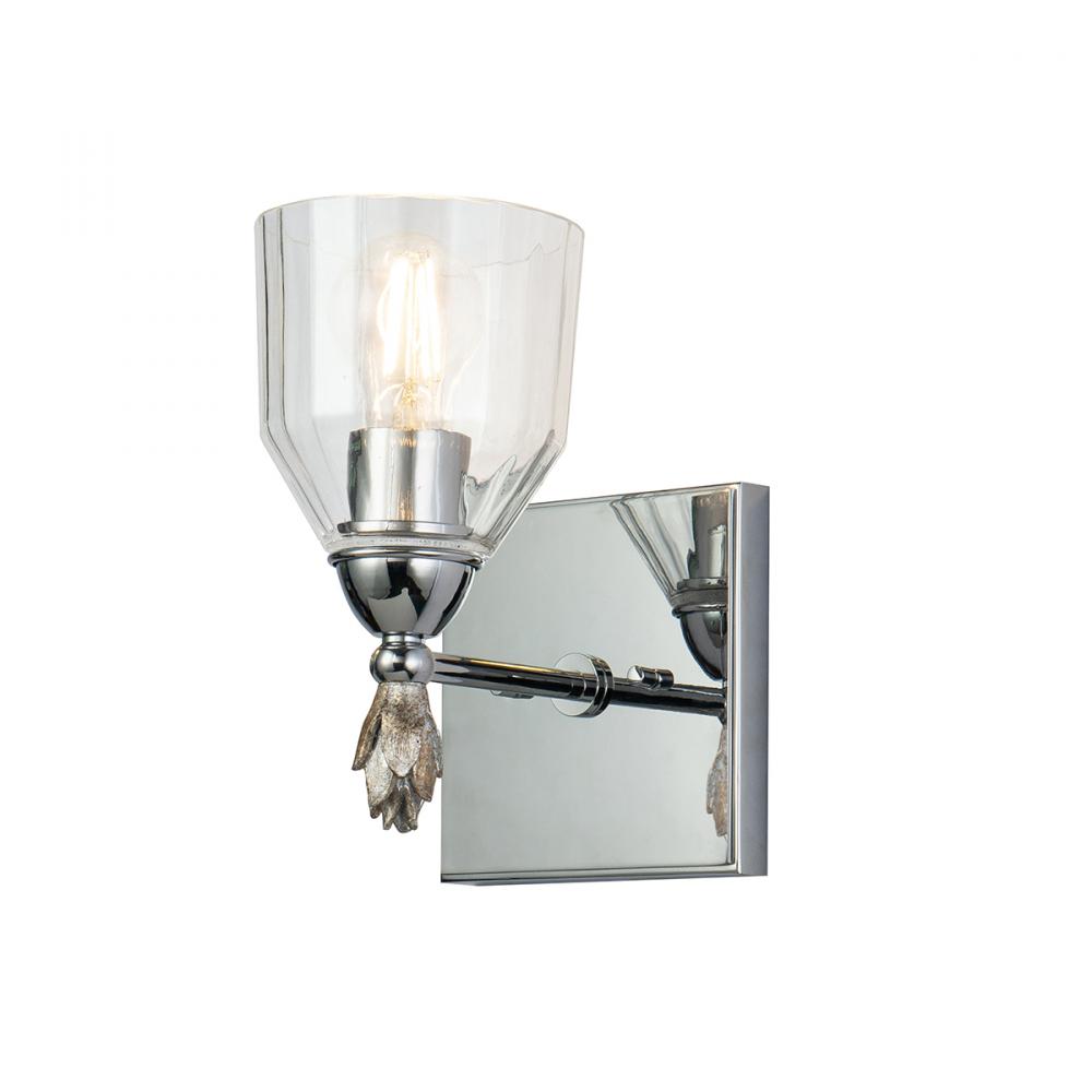 Felice 1 Light Wall Sconce In Polished Chrome With Silver Accents