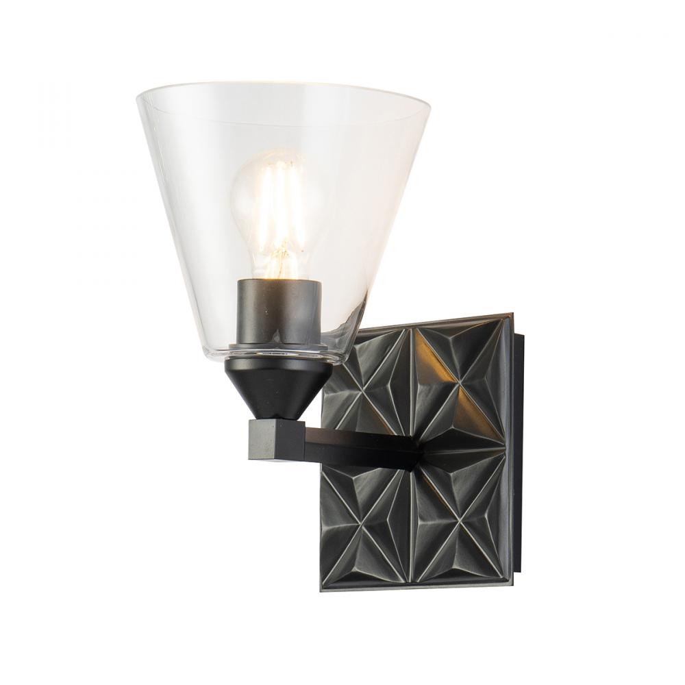 Alpha 1 Light Wall Sconce With Glass in Matte Black