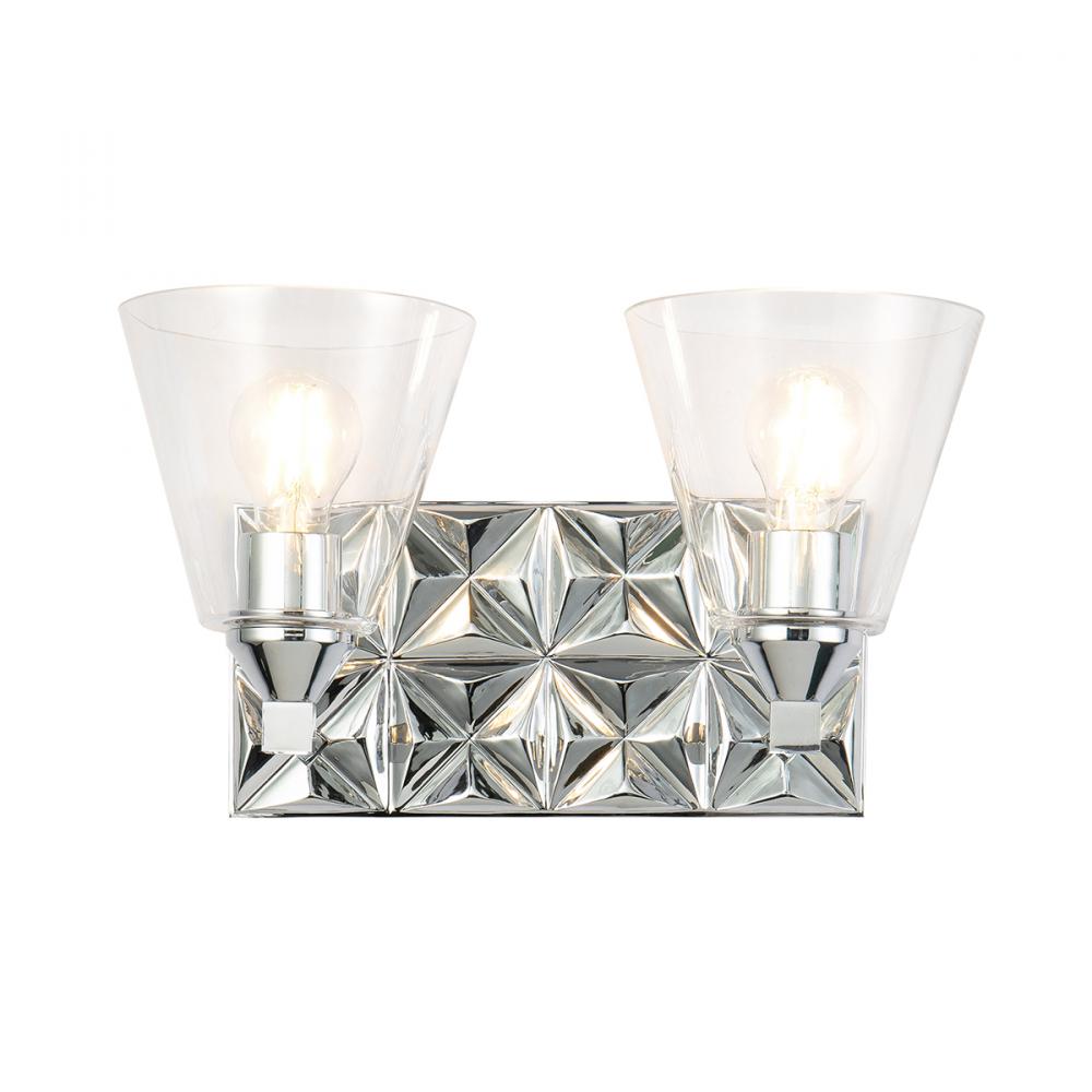 Alpha 2 Light Vanity Light With Glass in Polished Chrome