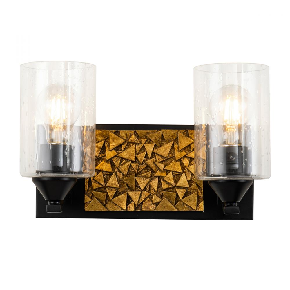 Bocage 2 Light Bath Bar In Matte Black And Gold