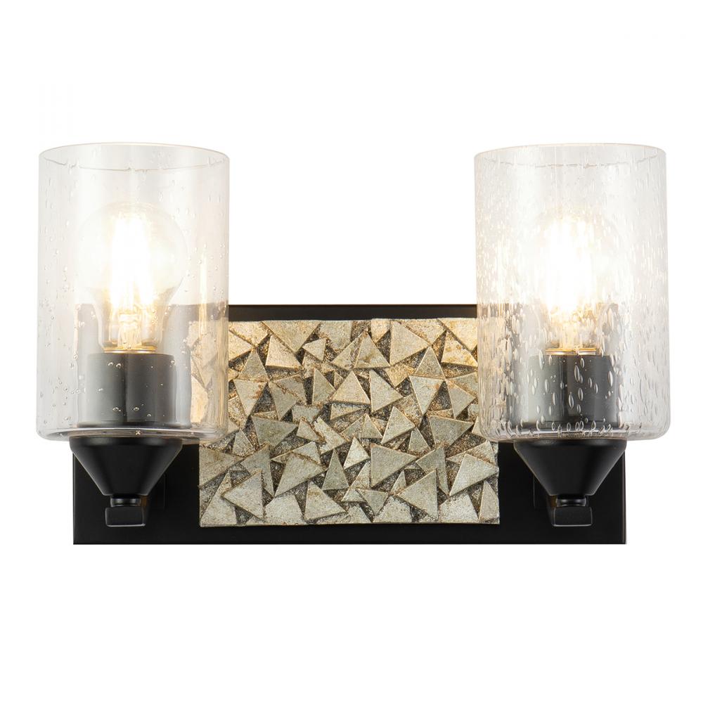 Bocage 2 Light Bath Bar In Matte Black And Silver