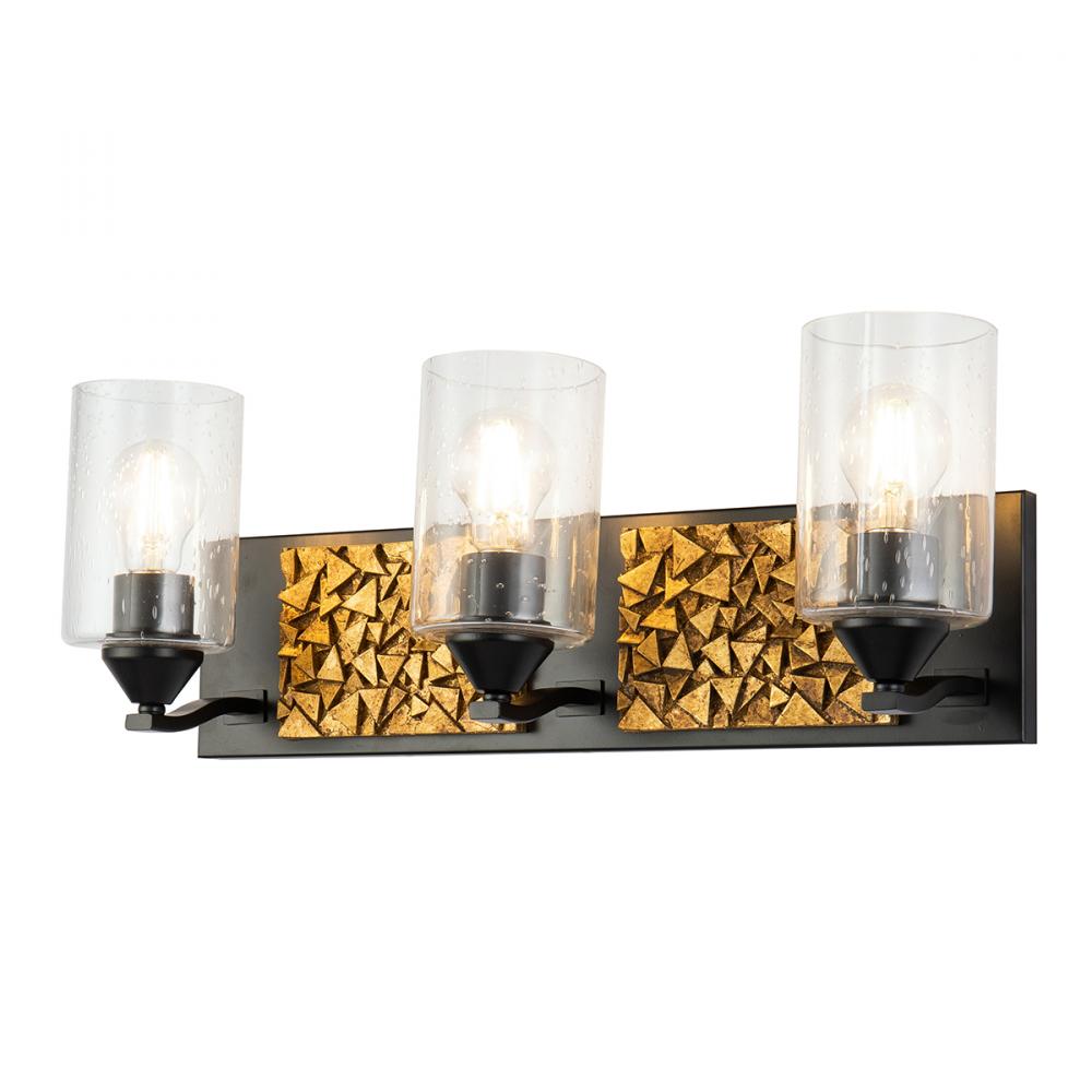 Bocage 3 Light Bath Bar In Matte Black And Gold