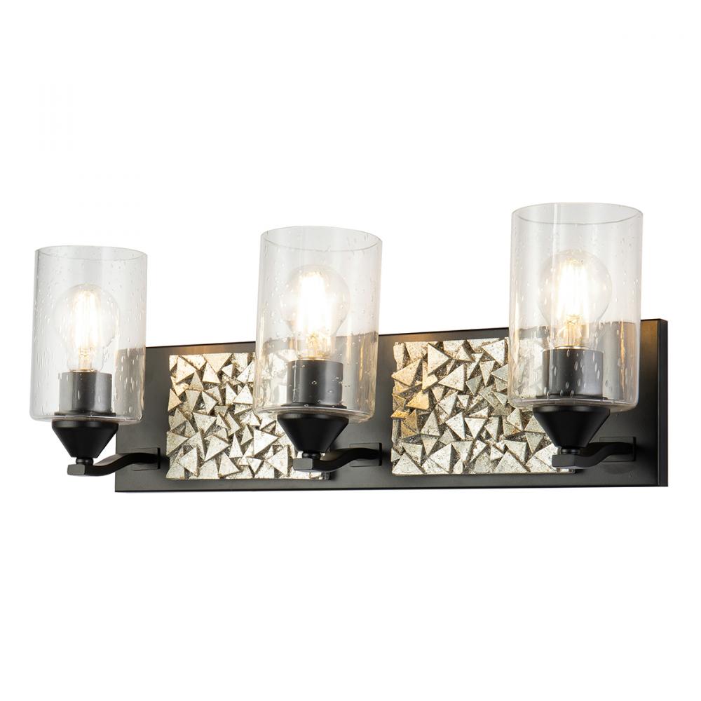 Bocage 3 Light Bath Bar In Matte Black And Silver