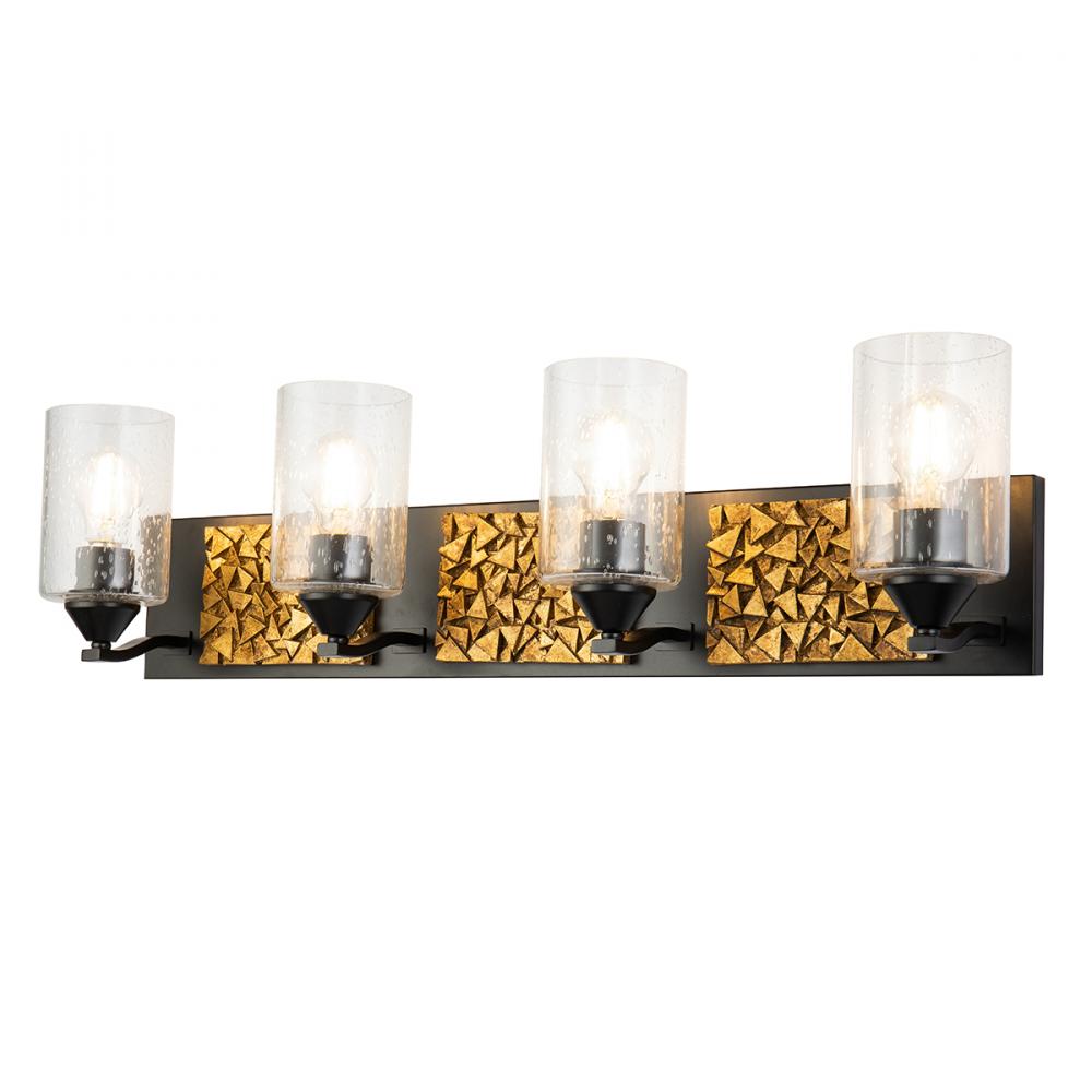 Bocage 4 Light Bath Bar In Matte Black And Gold