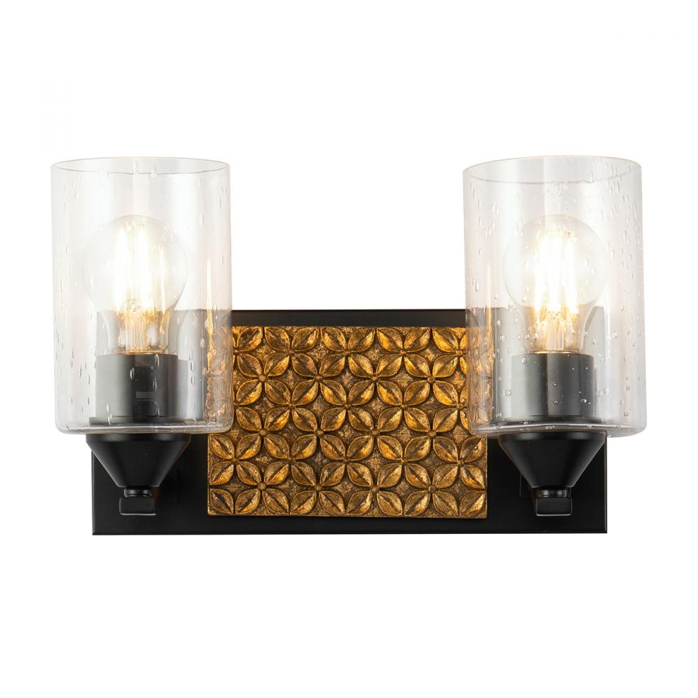 Arcadia 2 Light Bath Vanity in Matte Black and Gold