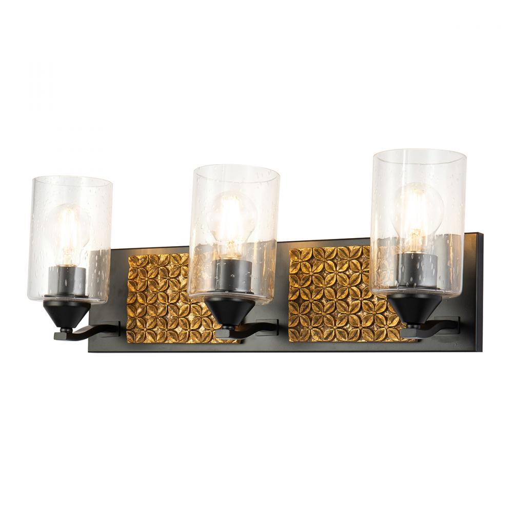 Arcadia 3 Light Bath Bar in Matte Black and Gold