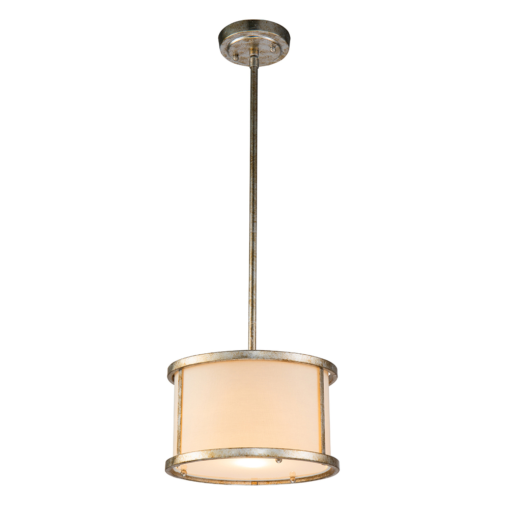 Lemuria 1 Light Duo-Mount Mini Pendant - Antique Silver, Ivory Shade