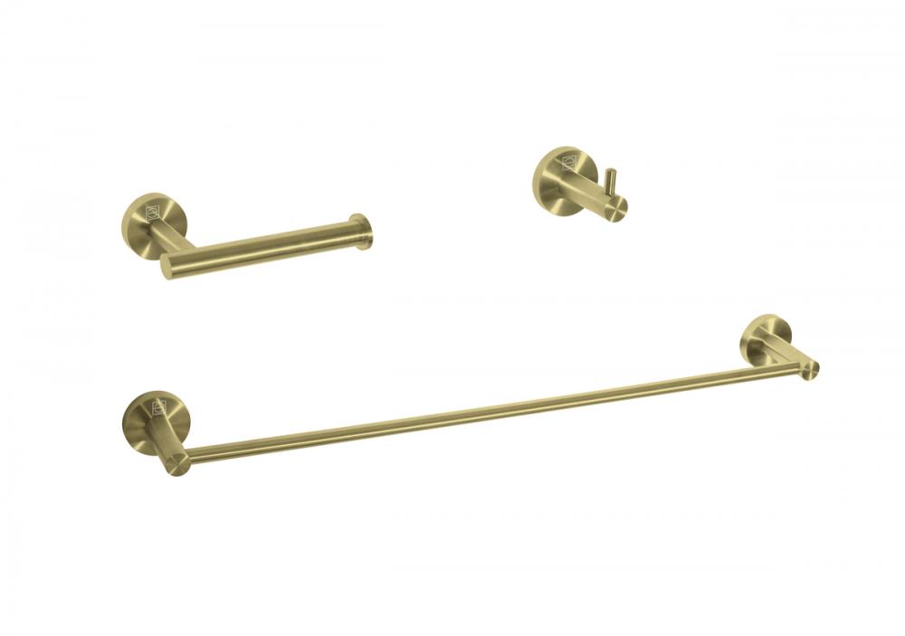 Bathroom hardware set 24"x2.8"+6.2"x3.5"+2.6"x1.6" brushed gold