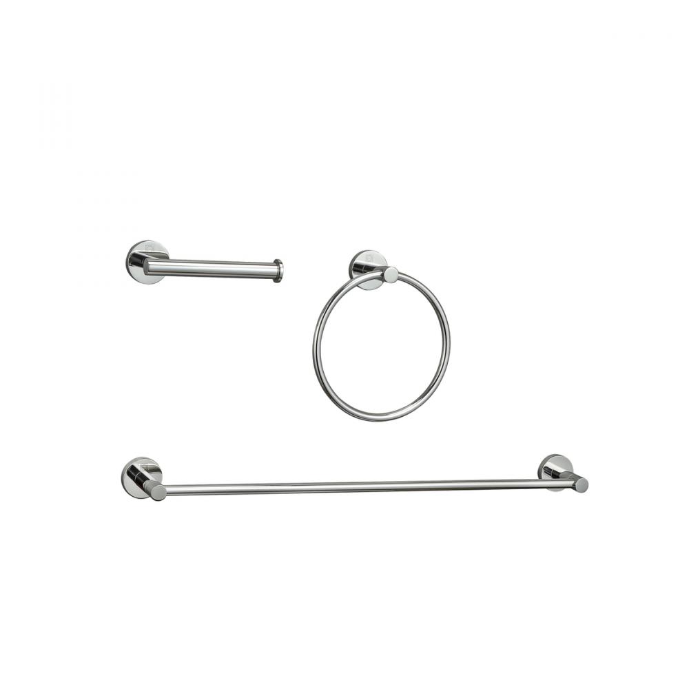 Bathroom hardware set 24"x2.8"+6.2"x3.5"+7" chrome