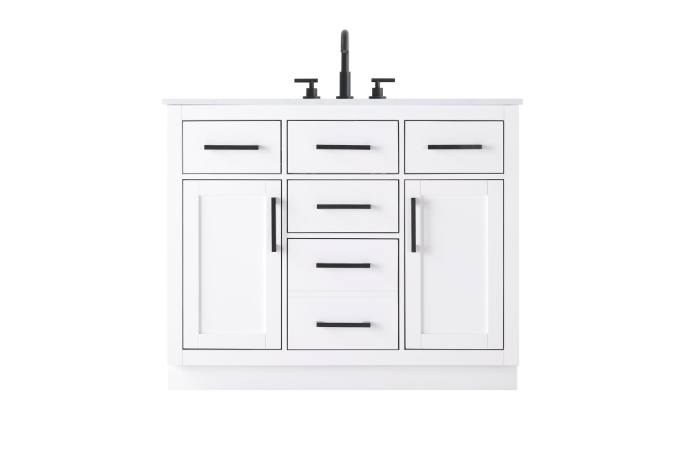Vanity Cabinet 2Dr5Dw 42"W x 22"D x 35''H White