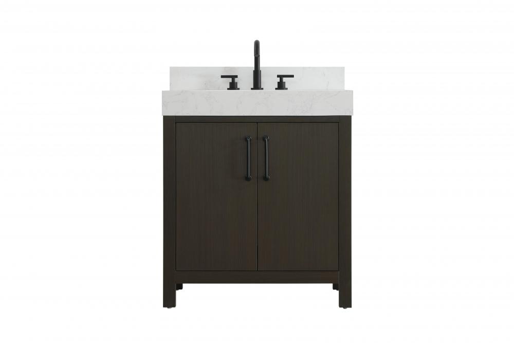 Vanity Cabinet 2DR 30"W x 22"D x 34"H Mocha Brownw/BS