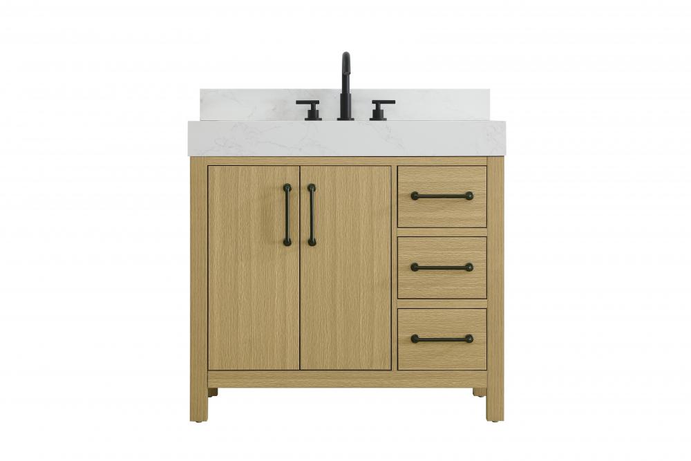 Vanity Cabinet 2DR 3DW 36"W x 22"D x 34"H Honey Brownw/BS