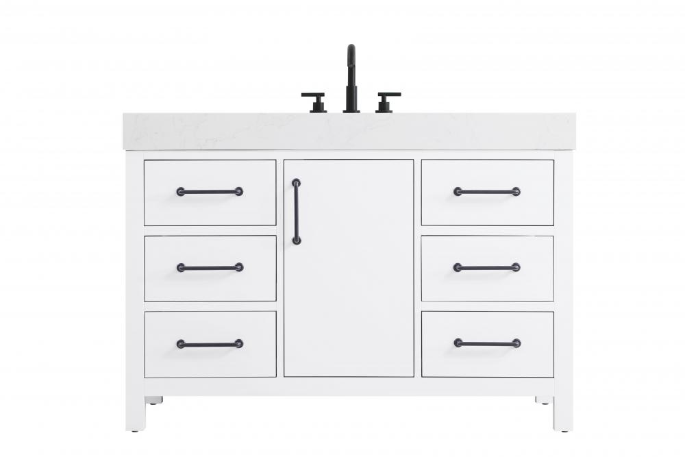Vanity Cabinet 1DR 6DW 48"W x 22"D x 34"H White