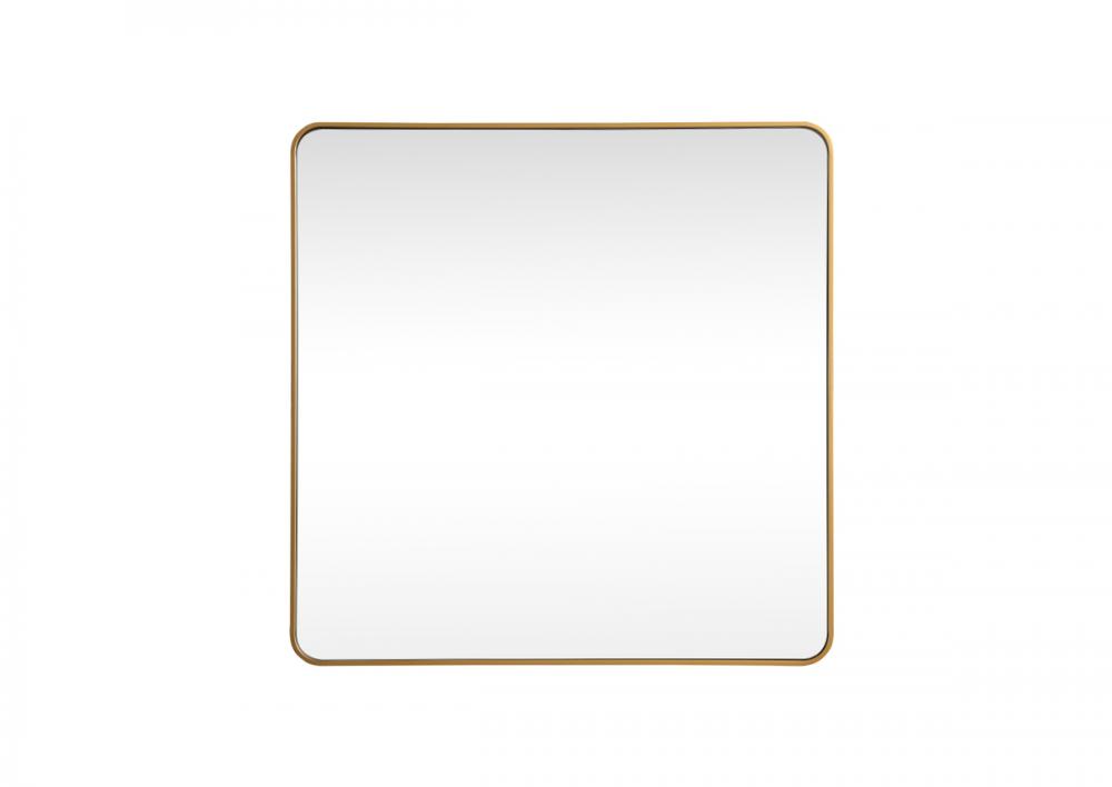 Soft corner metal square mirror 48x48 inch in Brass