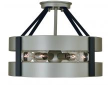 Framburg 5382 SP/MBLACK - 6-Light Satin Pewter/Matte Black Orion Flush / Semi-Flush Chandelier